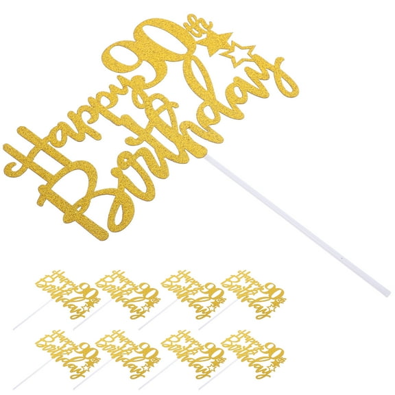 10pcs Glitter 90th Birthday Cake Sticks Centerpiece Decorations Cake Topper Ornaments