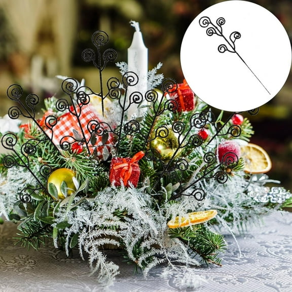 10pcs Glitter Christmas Berry Stems,Christmas Tree Decor, Artificial Christmas Curly Candy Picks Decorative, Glitter Sticks Branches For Christmas Tree Wreath, Crafts Vase Filler, Christmas Decor