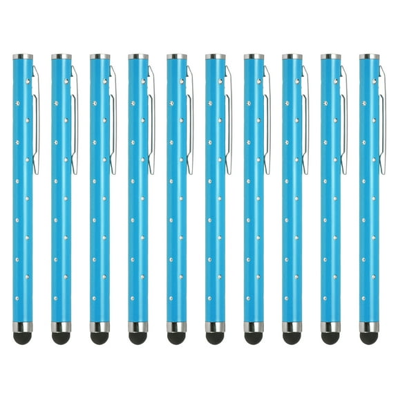 Uxcell 10Pcs Glitter Rhinestone Stylus Pens for Touch Screens Universal Metal Capacitive Pen Blue