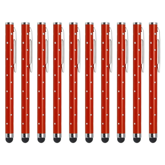 Uxcell 10Pcs Glitter Rhinestone Stylus Pens for Touch Screens Universal Metal Capacitive Pen Red