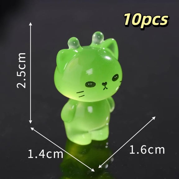 10pcs Glow In The Dark Cat Duck Mini Resin Figurines Micro Landscape