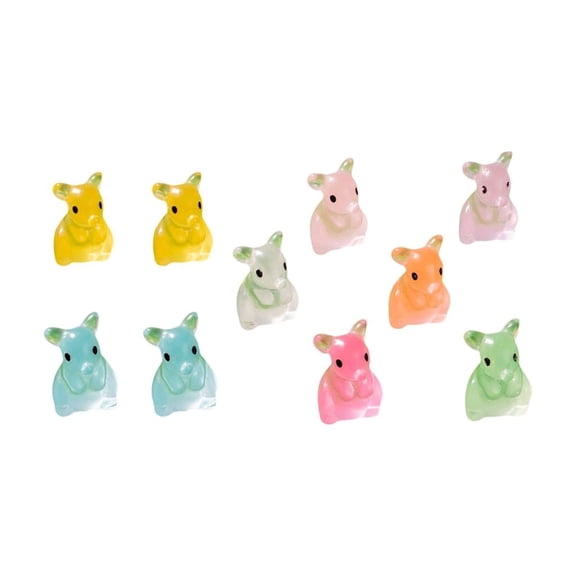 10pcs Glow In The Dark Small Mouse Figurines, Assorted Color Resin Animal Statues for Crafts and Decorations