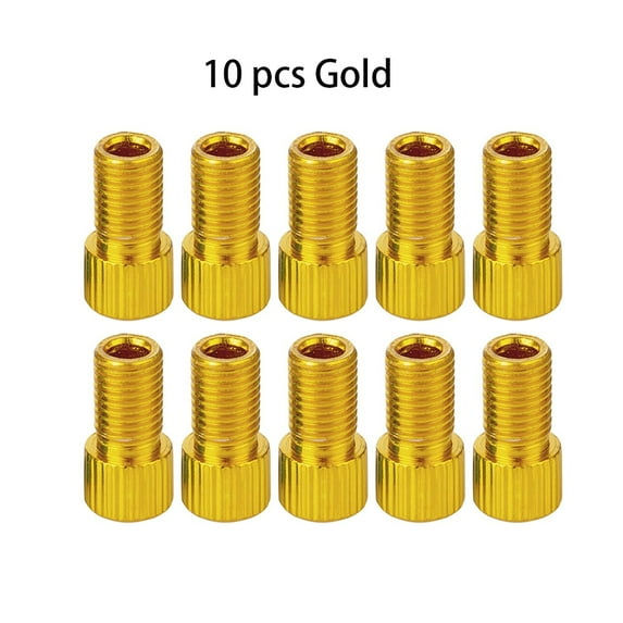 10pcs Gold-Aluminum Bike Valve, PRESTA to SCHRADER Converter, Car Valve Adapter