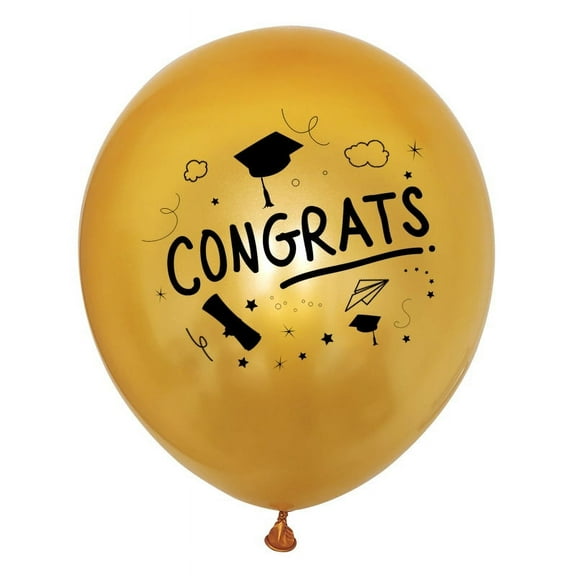 10pcs Gold Congrats 12" Latex Balloon Graduation Party Balloons and Celebration Decorations