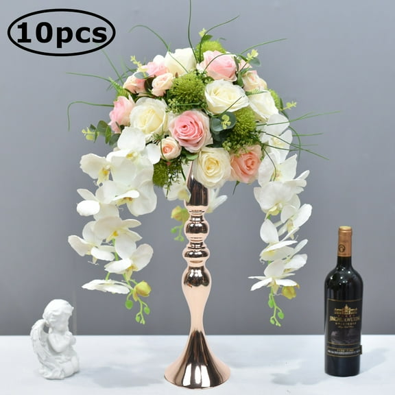 10pcs 20" Tall Metal Rose Gold Wedding Centerpieces Set Flower Arrangments for Wedding Party Decoration