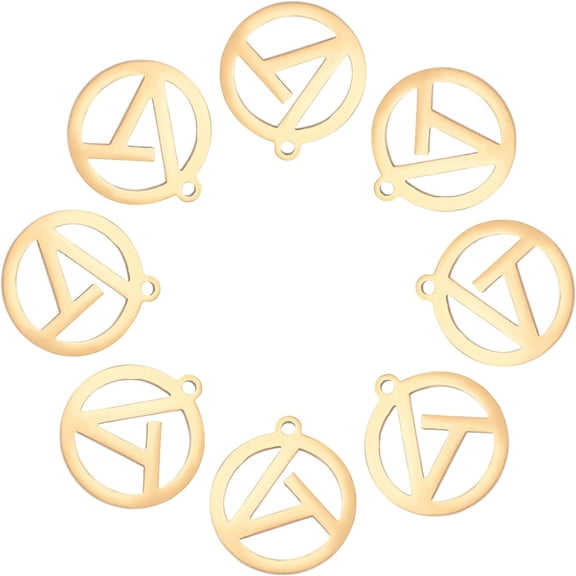 10pcs Golden Flat Round with Geometric Symbols Pendants 201 Stainless Steel Laser Cut Charms 1.4mm Hole Dangle Pendants