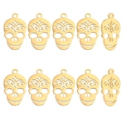 10pcs Golden Pendant Charms Real 18K golden Plated Charms 1.2mm Hole 201 Stainless Steel Sugar Ornament Charms Manual Polishing Earring Bracelet Pendants For Jewelry Making
