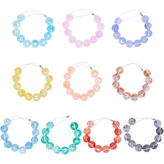 10pcs Golf Score Counter Beads 10 Colors Golf Crossover Bead Count Stroke Score Counter Acrylic Golf Beads Elastic Cords Bracelets to Count Strokes