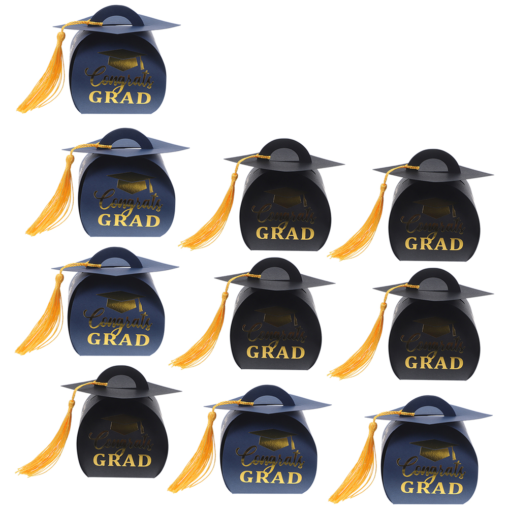 10pcs Graduation Candy Boxes Graduation Hat Shaped Candy Box
