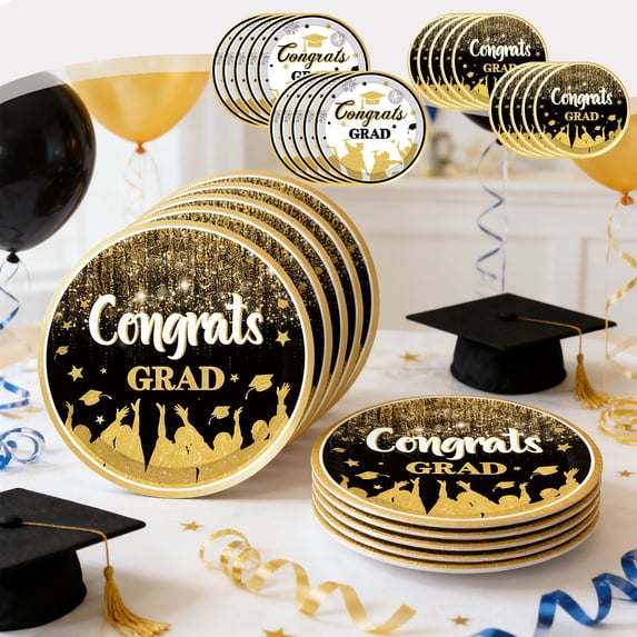 10pcs Graduation Disposable Paper Plates, with Class of 2026 Patterns for Graduation Party Decorations Ceremony Supplies Heavy Duty Dinner Dessert Plates, 7in, Multicolor