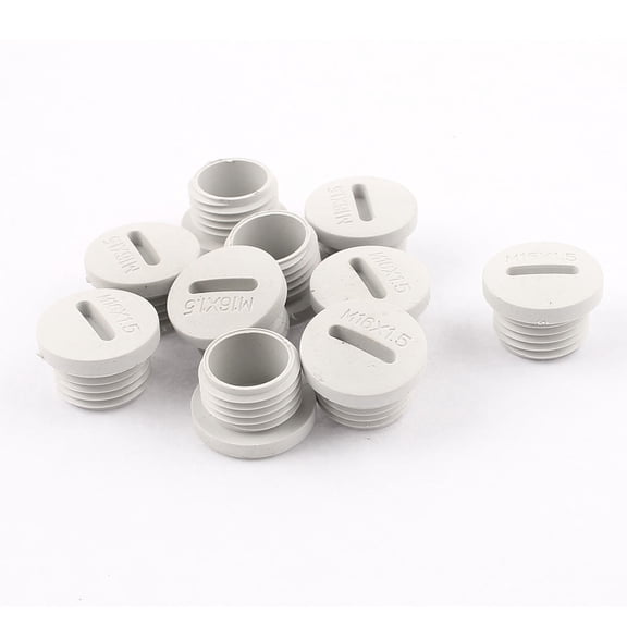 10pcs Grey Nylon Round Head Blanking Plug Cap End Threaded M16 x 8mm