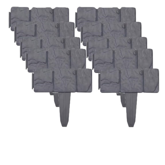 10pcs Grey Plastic Garden Edging Protector 9.8" Flexible Landscape Border Shield for Lawn Flower Bed Pathway and Outdoor Edge Protection