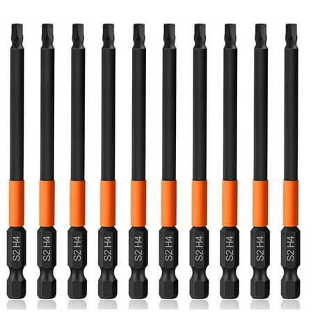 10pcs H4 Hex Driver Set, 1/4 Inch Hex Bits Set, 100mm Magnetic Hex Shank Allen Key Drill Set