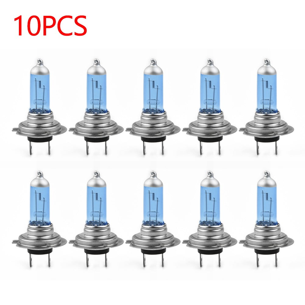 10pcs H7 55W Ultra-white Light Blue Bulbs Auto Halogen Lamp Cars Headlight  Bulbs 12V 6000K 1500LM For Auto Driving Lights Bulb