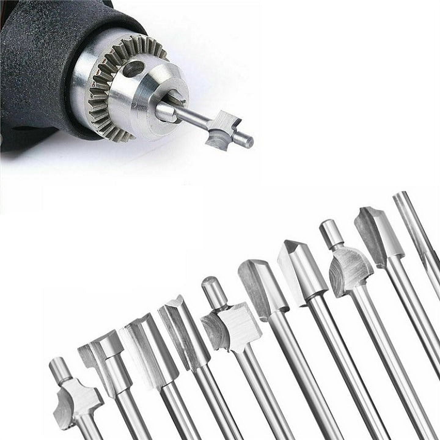 10pcs HSS Carpentry Router Bits, HSS Router High Speed Steel Bits, 1/8"(3mm) Shank Engraving