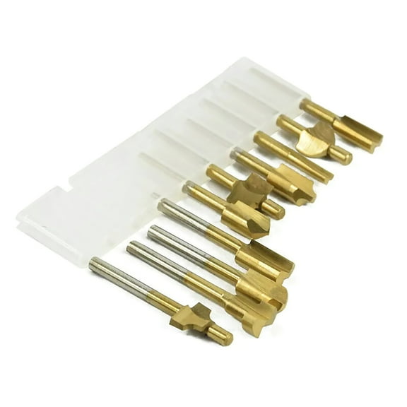 10pcs HSS Router Bits Set Sharp Cutting Edge, High Hardness for Wood, Plastics, and Soft Metals