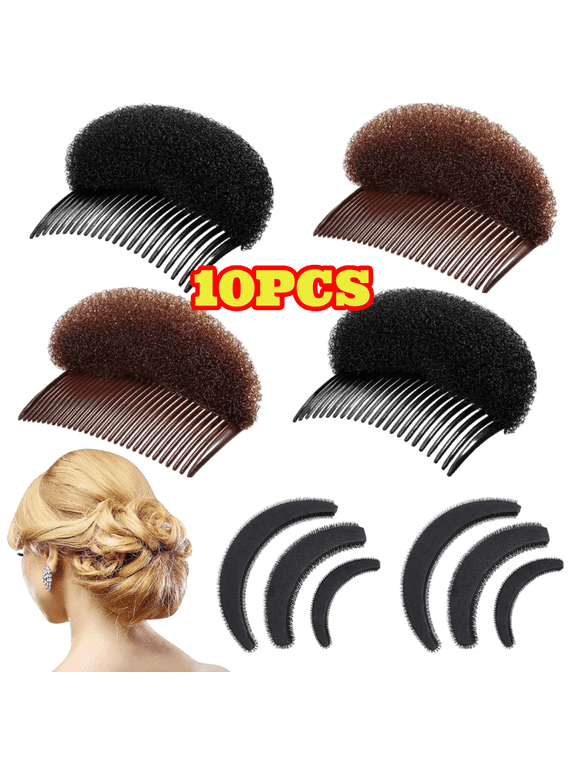 10pcs Hair Bump Sponge Volume Hair Bases Set Bump It Accessory Styling Tools Combs Clips Sponge Bun Updo Accessories for Women DIY Hairstyles