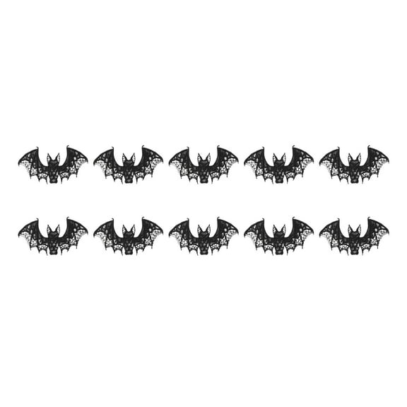 10pcs Halloween 3D Bat Decorations - Lace String, Scary Black, Reusable, For Windows/Walls/Parties/Prank Props