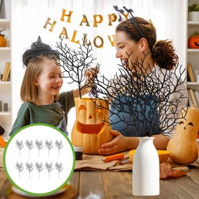 10pcs Halloween Artificial Black Dead Branches, Faux Dry Twig Stems Decor, Spooky Rustic Ornament for Vase Floral Arrangement Home Holiday Party Decoration, Black