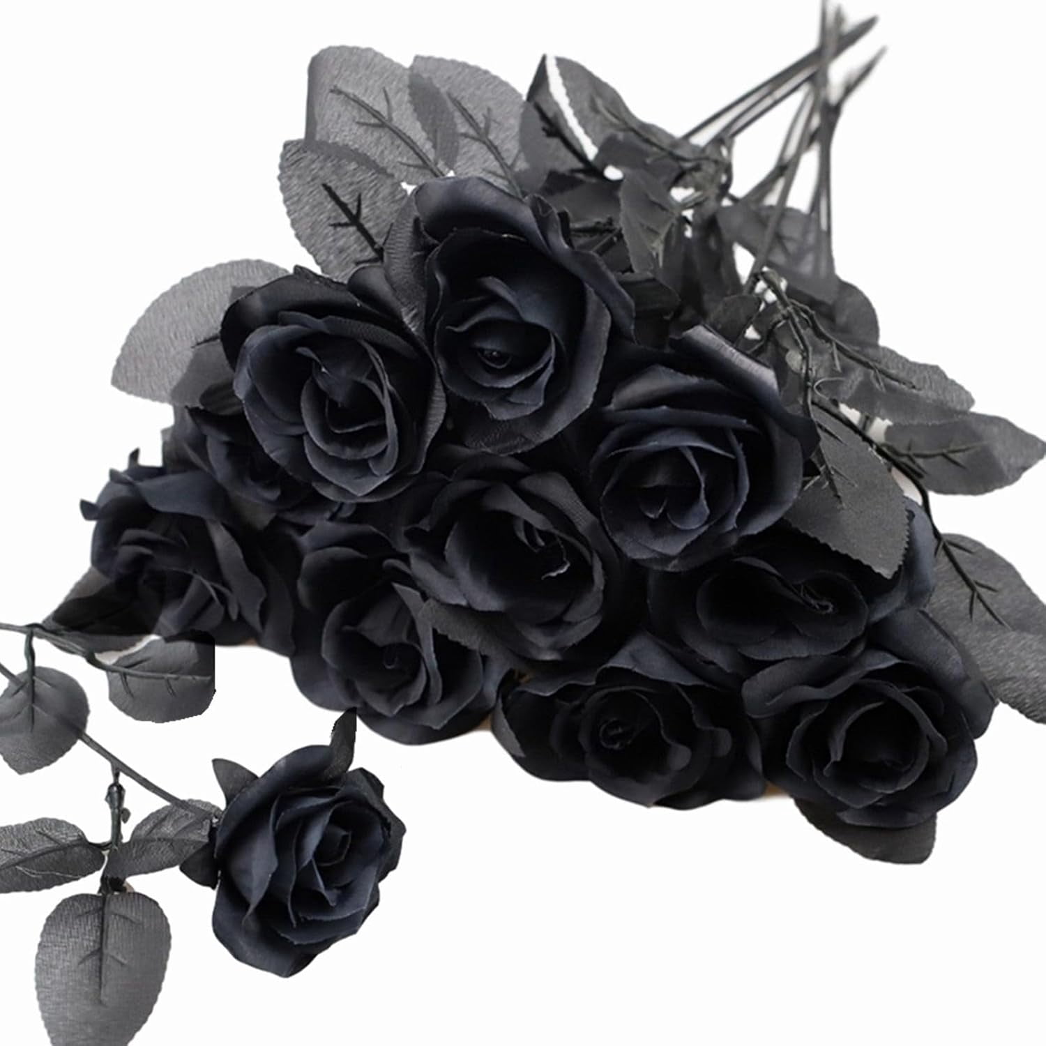 Fake Gothic Roses 10pcs Halloween Black White Roses Artificial Flowers, Faux Silk Flowers ...