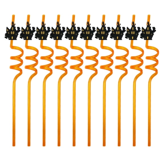 10pcs Halloween Party Favors Bats Ghost Cats Pumpkin Witch Spider Pattern Drinking Straws Goodie Gifts for Kids Halloween Party Supplies