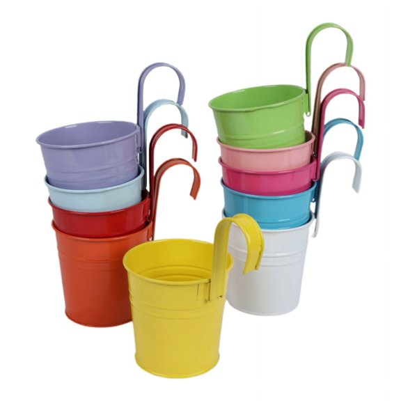 10pcs Hanging Iron Flower Pot Round Mouth Small Plant Organization Pot