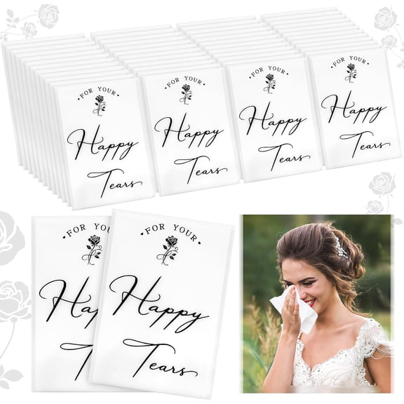10pcs Happy Tears Tissues for Wedding, 3 Ply Wedding Tissues for Guests, Individual Facial Tissues For Your Happy Tears