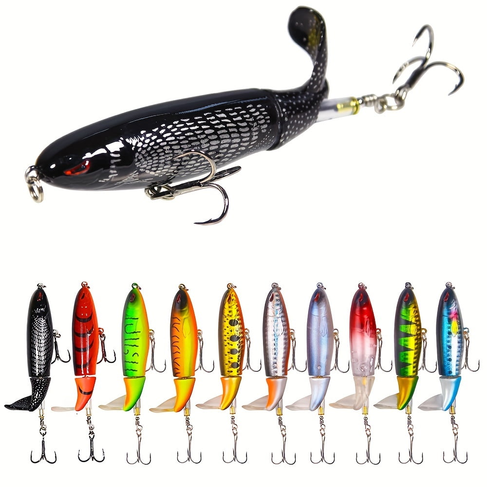 10pcs Hard Fishing Lures Minnow Swimbait Crankbait Jerkbait Popper Topwater Lures With Treble Hooks 3D Eyes Freshwater Saltwater Lures For Bass Trout Walleye Pike Catfish