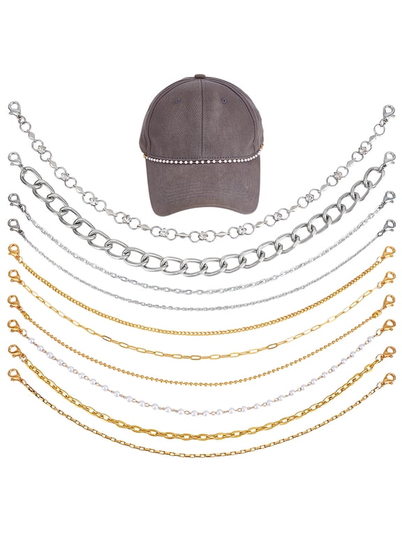 10pcs Hat Chains Trucker Hat 2 Colors Decorative Hat Chains Minimalism Cap Chains Metal Brass Chain Women Men Mesh Baseball Hat Accessories