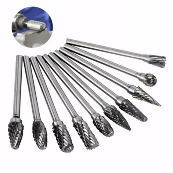 10pcs Head Carbide Burrs For Rotary Drill Grinder Carving Bit New