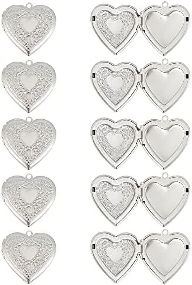 10pcs Heart Photo Frame Charms Hypoallergenic Locket Charms Stainless Steel Pendants for Jewelry