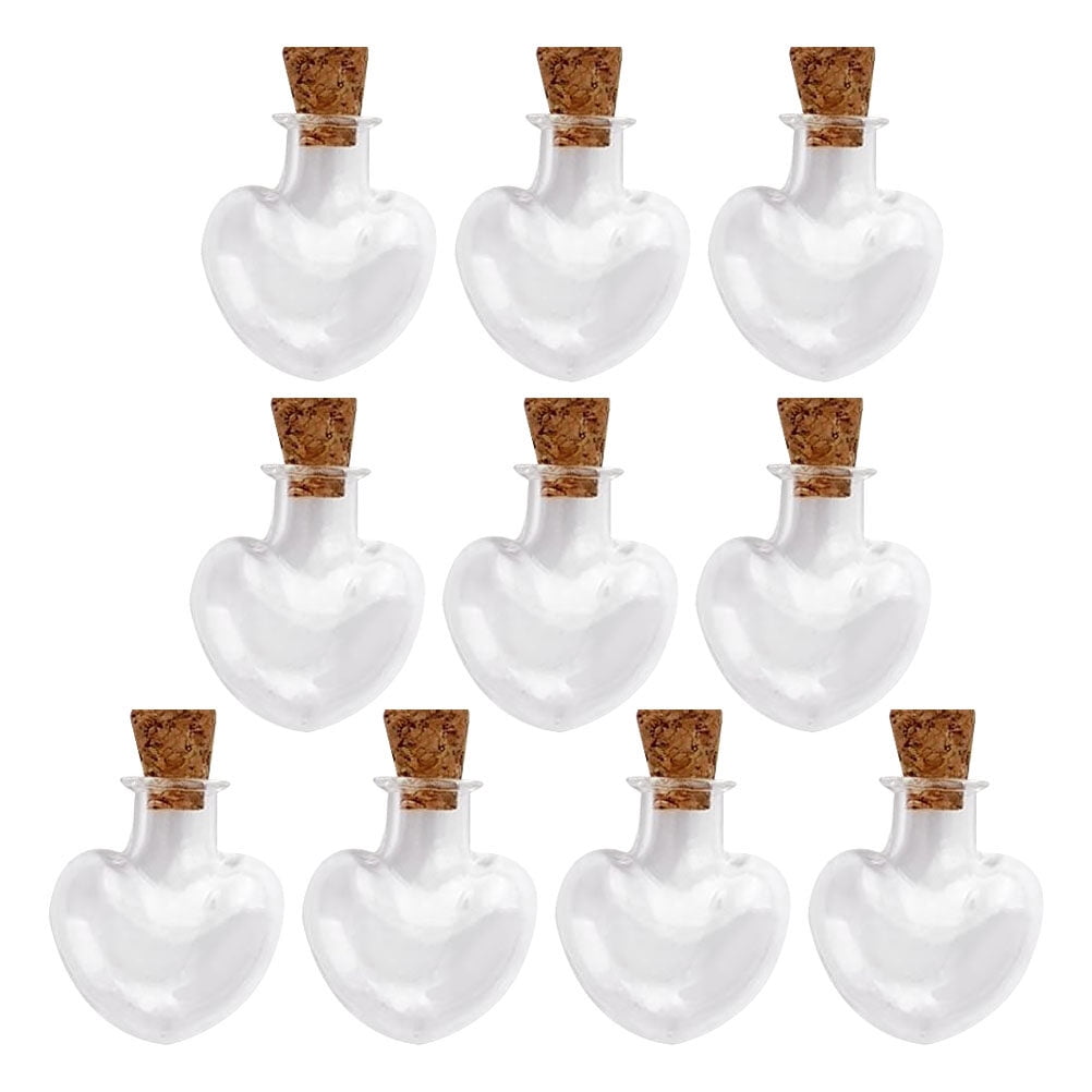 SOPOTUTU 10Pcs Heart Shape Wish Bottle Transparent High Borosilicate ...