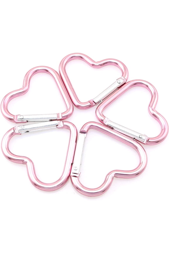10pcs Heart-Shaped Aluminum Snap Hook Clip Key Holder, Keychain Clip (Light Pink)