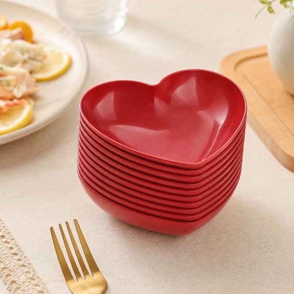 10pcs Heart Shaped Dinner Plates Dinnerware Dishes Set 6.1 Inch Food Plate Saucers Tray Fruits Snack Bowls