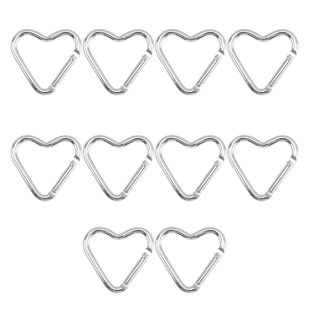 10pcs Heart Shaped Sturdy Aluminum Carabiner Keychains With High ...