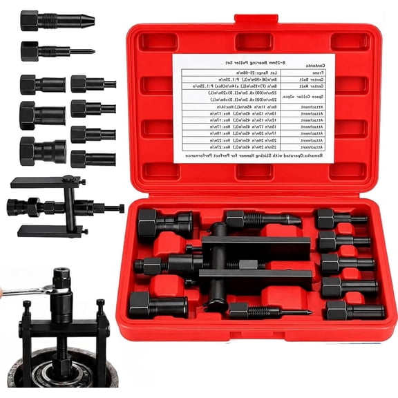 10pcs Heavy Duty Blind Hole Bearing Puller Tool Set 2026 New Bearing Installation Internal Bearing Extractor Puller Kit for Bearing Removal with Two-Jawed Puller & Expandable Collets (Red)