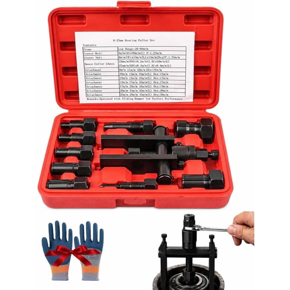 10pcs Heavy Duty Blind Hole Bearing Puller Tool Set, Internal Bearing Remover Kit with Hex Socket Adapters and Storage Case for Motorcycle Bicycle Automotive Repair