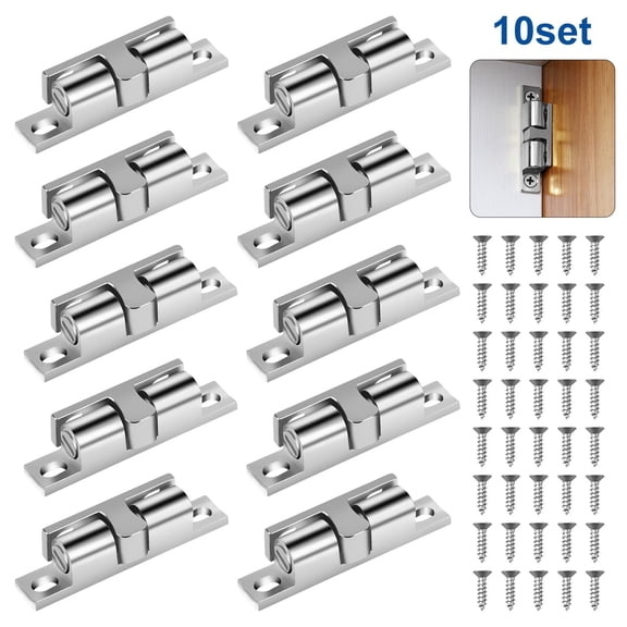10pcs Heavy-Duty Double Ball Catches, Adjustable Tension Ball Latch, Zinc Alloy Door Roller Catch for Furniture, Cabinet, Closet Doors & Drawers, Door Hardware