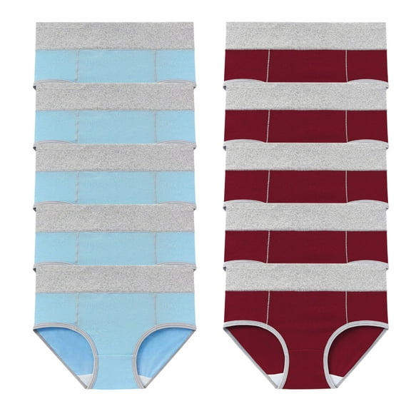 10pcs Heavy Flow High Cotton Period Underwear for Women, Reusable Leakproof Panties Postpartum Menstrual Hipster Briefs