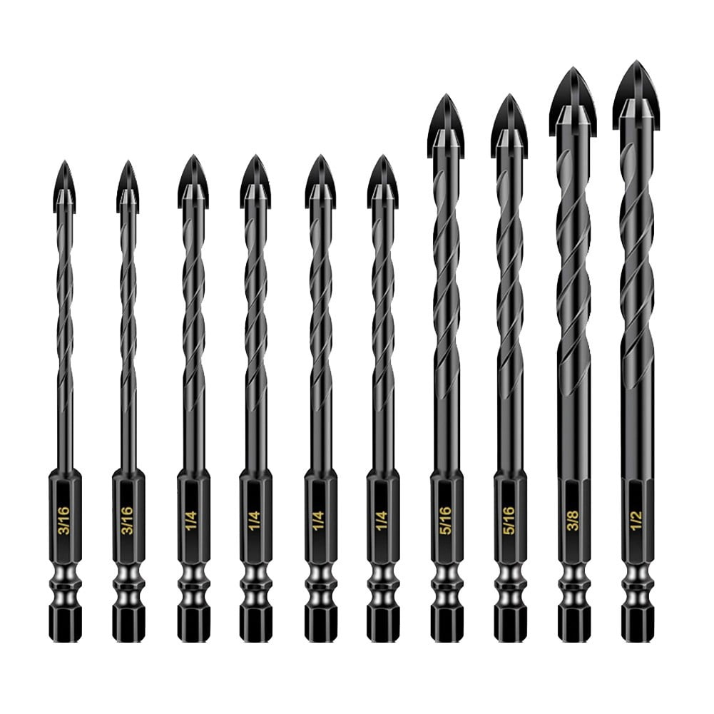 10pcs HeavyDuty Cross Drill Bit Set Triangular Drill Bit For Concrete ...