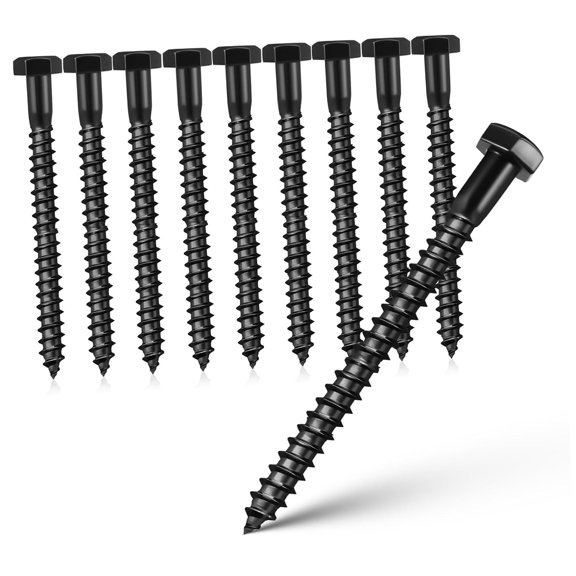 10pcs Hex Head Lag Screws Carbon Steel Wood Screws Self Tapping Fasteners for Deck Post Railing Construction Threaded Bolts