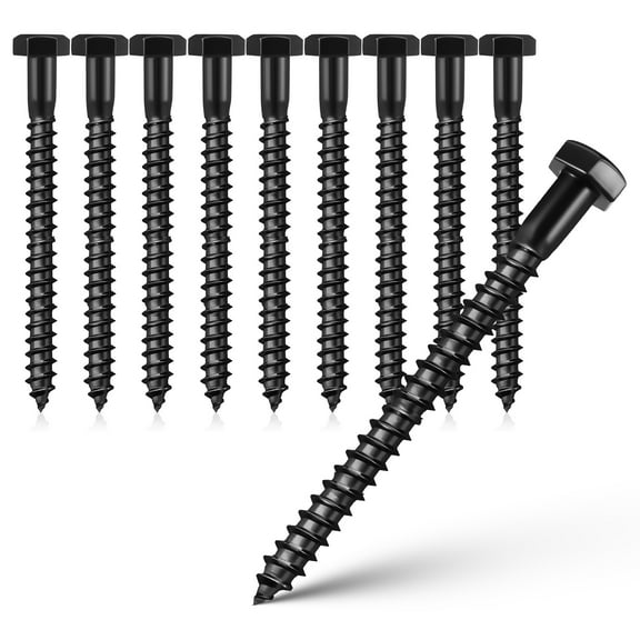 TABLZONE Carbon Steel Lag Screws for Home Use Black Hex Head Fasteners 10 Count Durable Reliable Performance 8