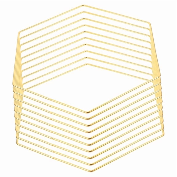 10pcs Hexagonal Dream Catcher Frame Wedding Wreath Decor Supplies Golden Decor Centerpiece,10 * Frames,Gold