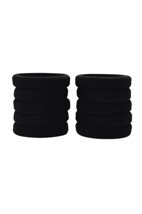 10pcs High Elastic Black Hair Ties Set Fabric Covered Stretch Hair Bands for Women, Gentle No Damage Hair Elastics for Ponytails Braids Sports Travel Daily Styling Hair Accessories