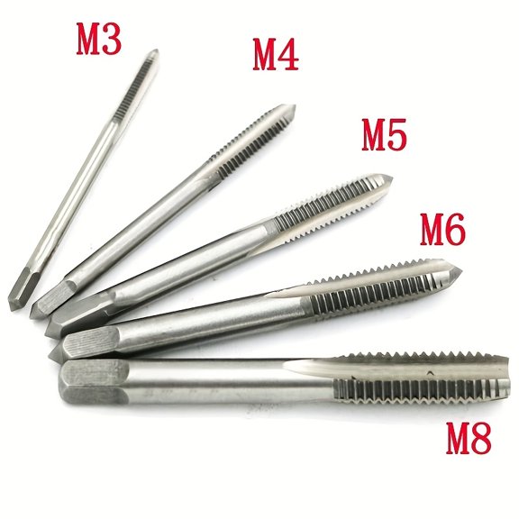 10pcs High-Speed Steel Spiral Point Thread Tap Set - M3 M4 M5 M6 M8 Sizes Precision Metric Plug Hand Taps for Efficient Tapping