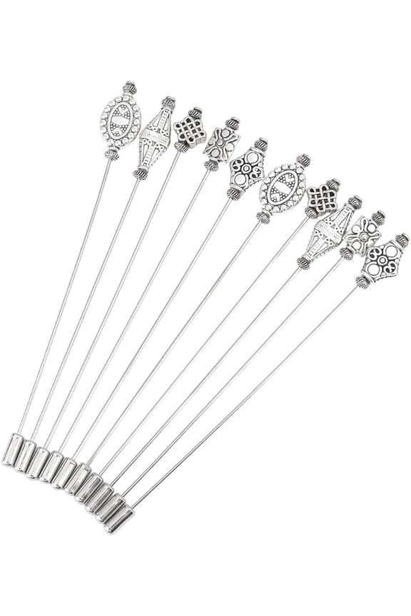 10pcs Hijab Hat Pins Long 4.9 Inch Chinese Knot Head Corsage Boutonniere Pins Brass Scarf Sewing Dressmaker Accessories