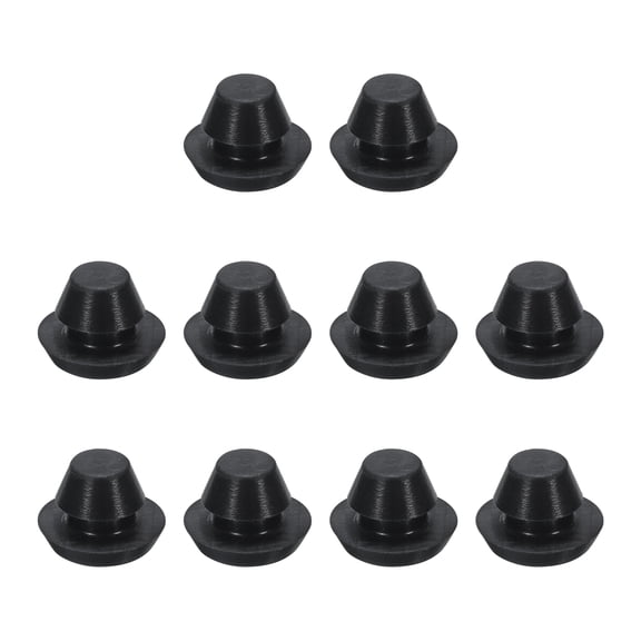10pcs Hole Plug 1/4 Inch (7mm) Button Plugs Fit for 5mm Hole, Snap in Locking Hole Tube Plug Gel, Black