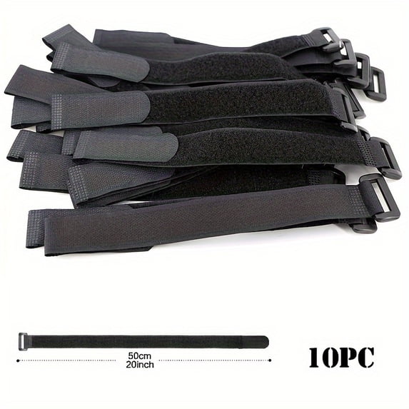 10pcs Hook And Loop Reusable Fastening Nylon Cable Securing Straps Durable Functional Ties (Length 20cm/7.9inch 50cm/20.0inch)