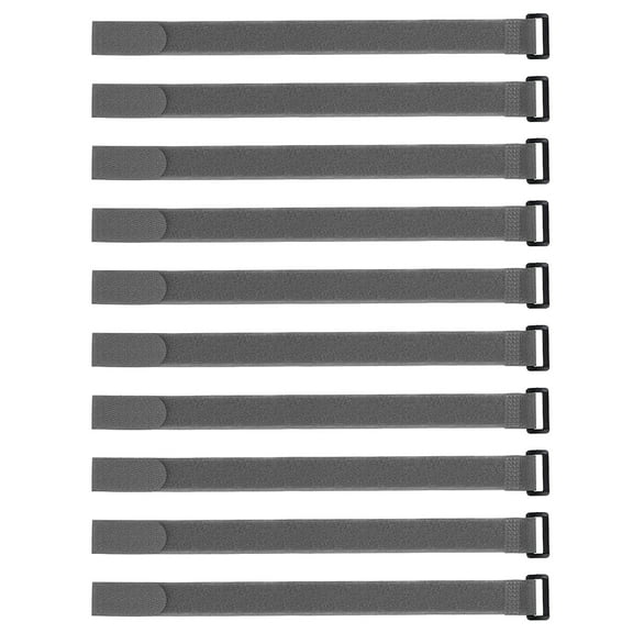 10pcs Hook and Loop Straps 1-inch x 16-inch Securing Straps Reusable Fastening Cable Tie (Gray)