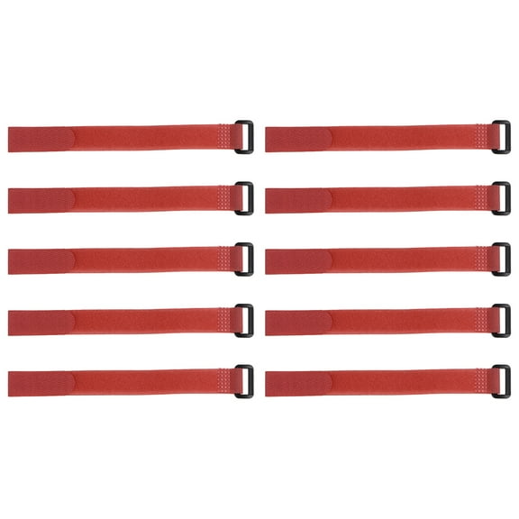 10pcs Hook and Loop Straps 3/4-inch x 6-inch Securing Straps Reusable Fastening Cable Tie (Red)